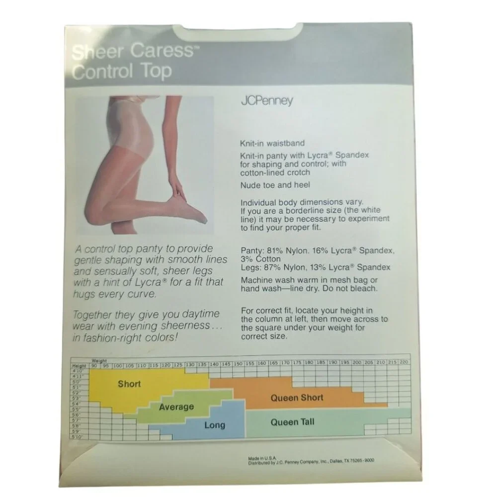 JCPenney Sheer Caress Pantihose Taupe 41 Sandalfoot Average Nylon C121‎ 0483